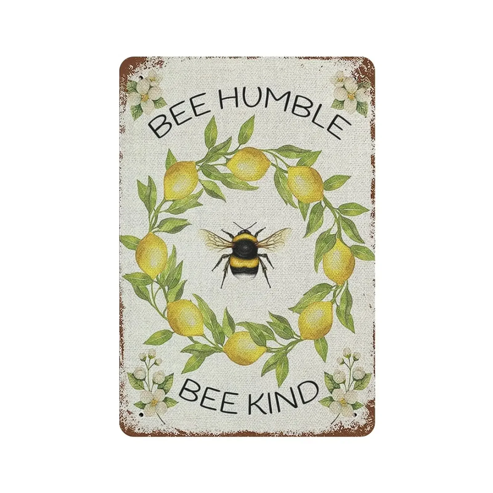 Habilboi Lemon Metal TIn Sign Bee Humble Bumble Bee Garden Tin Sign Decoration Vintage Chic Metal Poster Wall Decor Art Gift