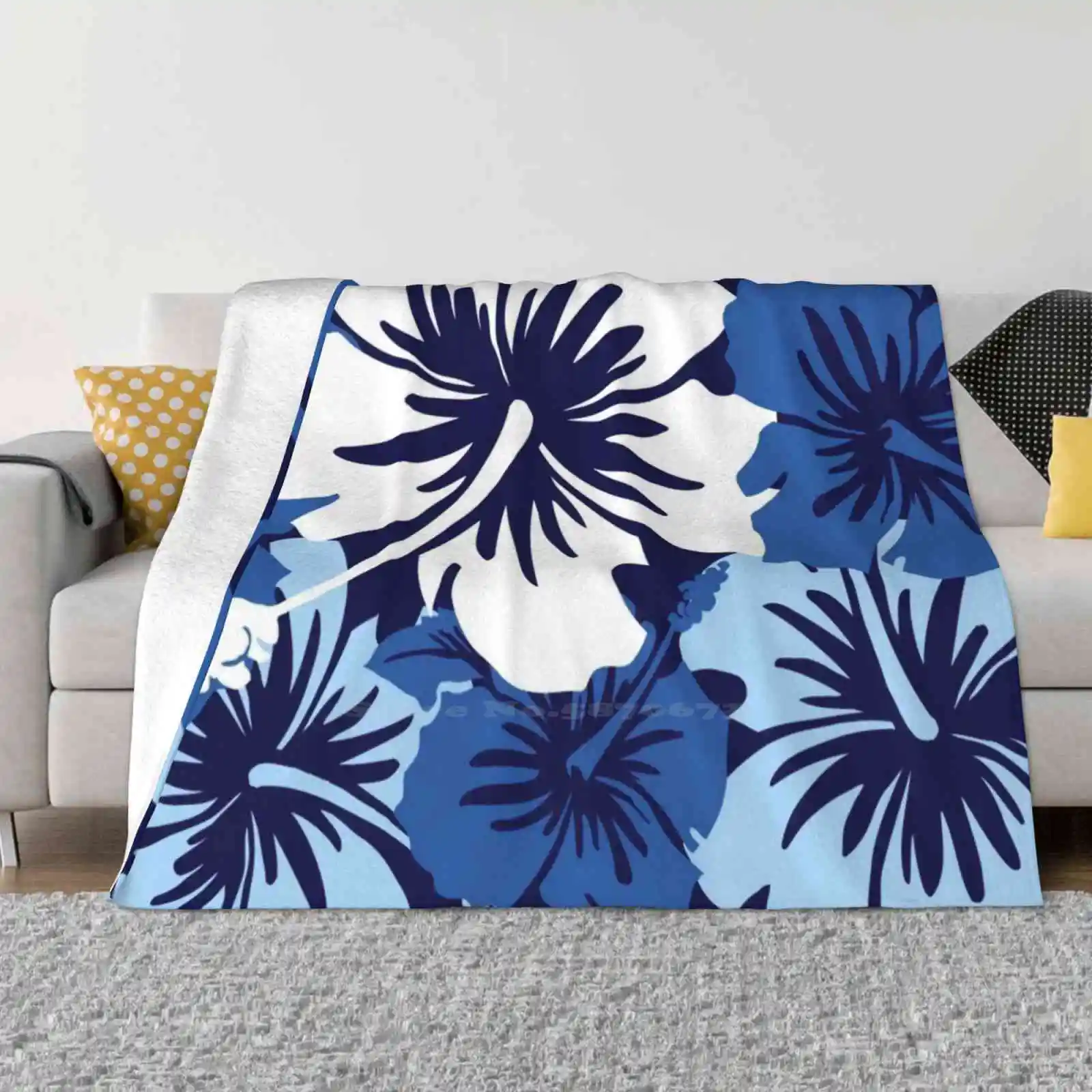 Epic Hibiscus Hawaiian Floral Aloha Shirt Print-Blue Low Price New Print Novelty Fashion Soft Warm Blanket Hibiscus Floral