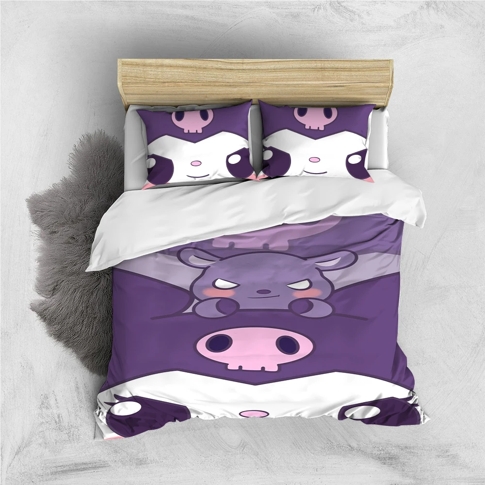 

Cute Kuromi Duvet Cover Set Home Style Bedding Soft Laundry Cotton Bed 3 Piece Set Student Dormitory Gift