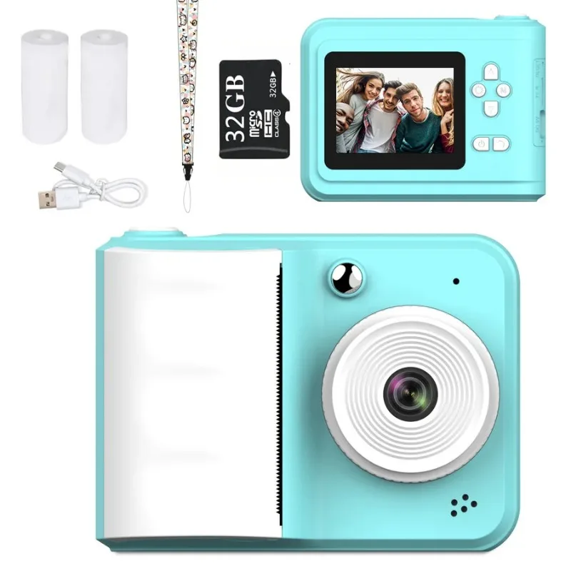 Instant Print Camera for Kids High Resolution Photography Toy Gift for Girls Fun Birthday Present with Photo Printing Function