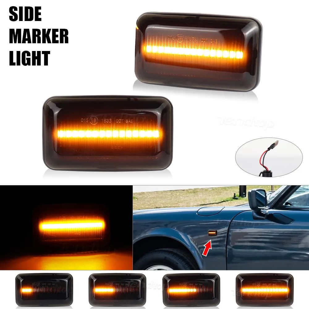 2PCS LED Dynamic Turn Signal Lamp Side Marker Light For Audi A6 S6 100 C3 C4 200 80 90 B2/B3/B4 Cabriolet Coupe V8