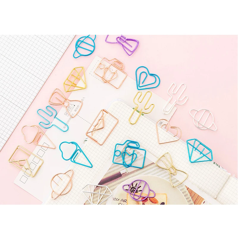 10pcs/pack Hollow Paper Clip Available In A Variety Of Colors And Styles Small Office Study Suppiles