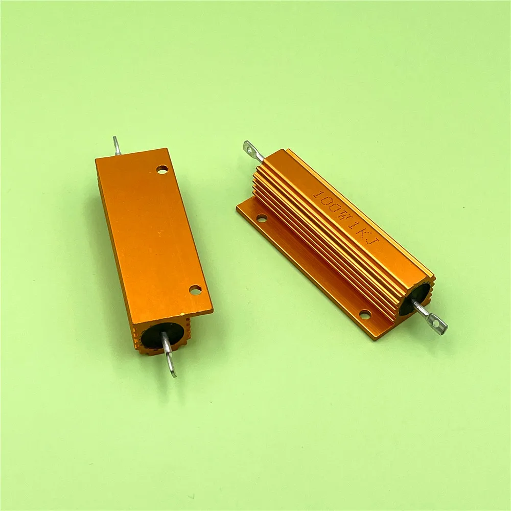 1pcs RX24 100W 0.01R 1R 10R 100R 1K 10K to 100K Ohm 5% Metal Shell Case Power Wirewound Resistor Aluminum Housing Class J