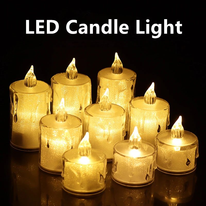 

Led Candles Light Flameless Candle Plastic Pillar Flickering Candle Night Light for Home Party Ramadan Easter Wedding Xmas Decor