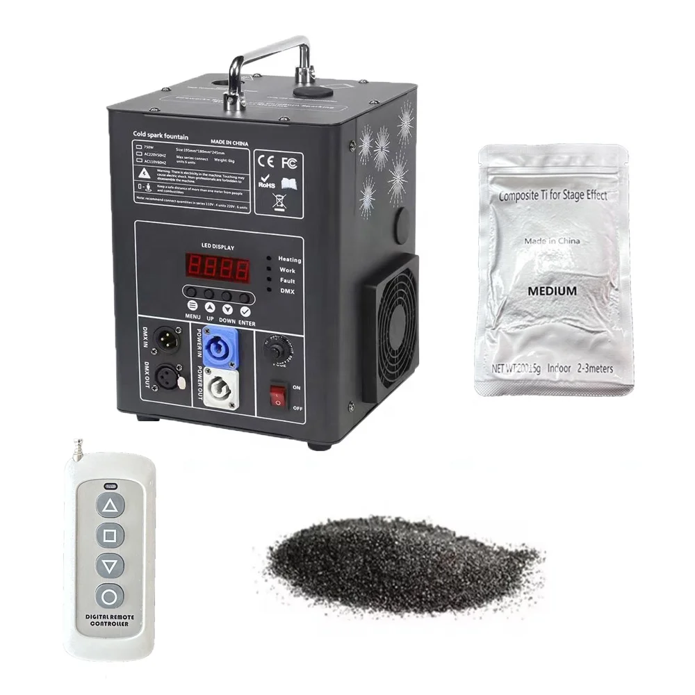 

Lifetime Warranty 750W Fireworks Machine Fountain Spark Remote Control DMX512 Wedding Or DJ Stage
