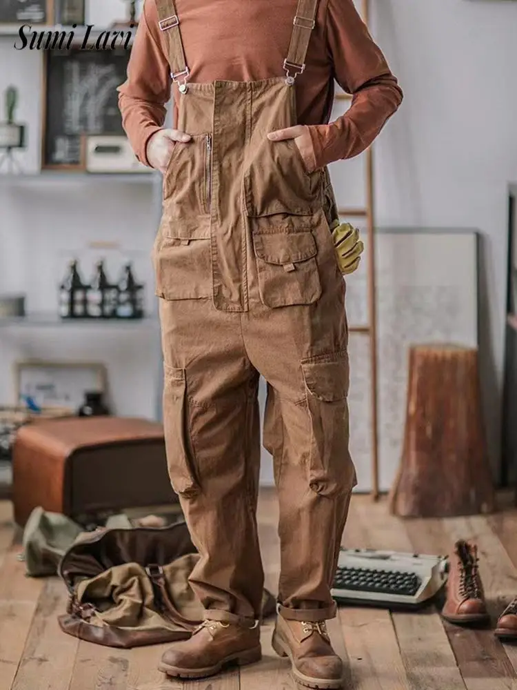 

Stylish Mens Solid Color Cargo Pants Romper Overalls Summer Vintage Sleeveless Straps Jumpsuits Men Daily Casual Loose Playsuits