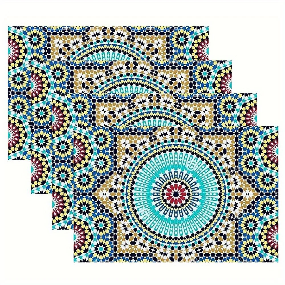 2/4pc Placemats with A Moroccan Design Measuring 30x40cm Pol