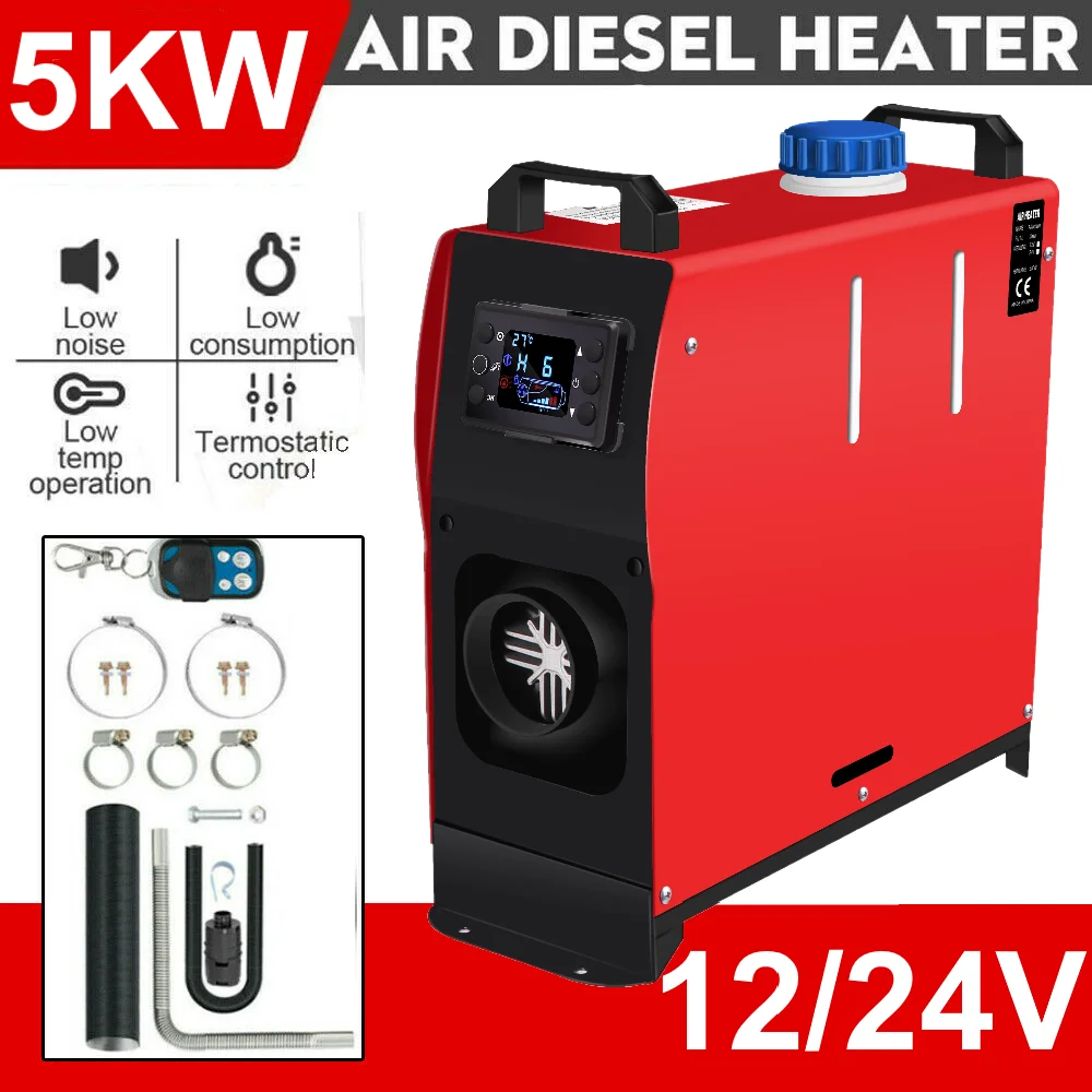 Chauffage de voiture 12V/24V 5KW/8KW Chauffage à air diesel Thermostat LCD 6 boutons Chauffage de stationnement Chauffage rapide pour camion camping-car