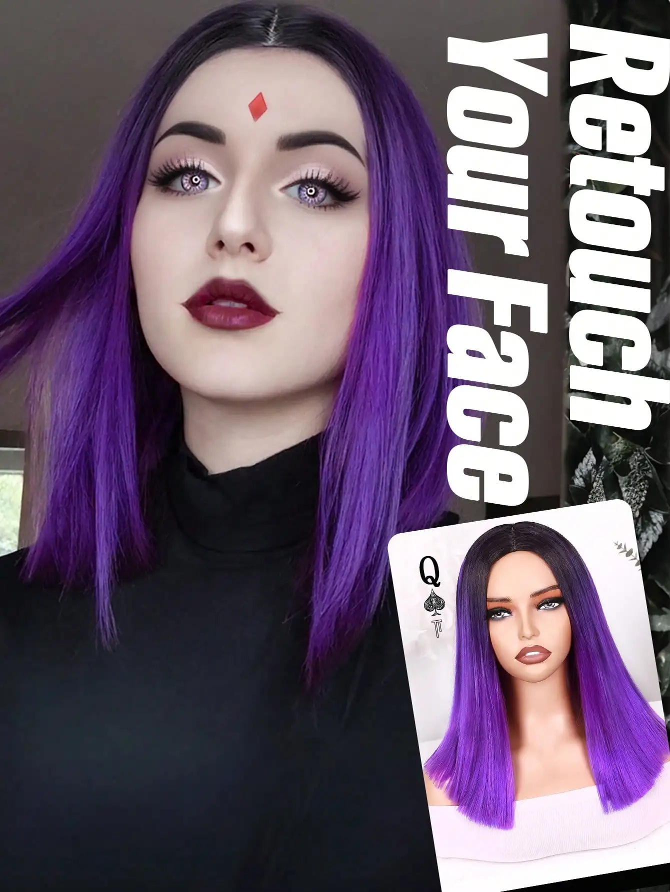 

Short Straight Bob Wigs Short Wig Middle Part Synthetic Wigs Party Wigs for Women Used for Halloween