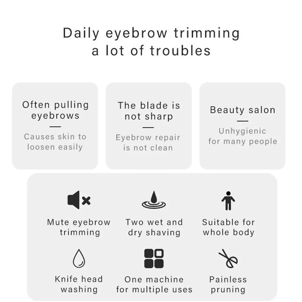Trucco Strumenti di bellezza Shaper per sopracciglia Rasoio da donna Mini Epilatore Rasoio per il viso Rimozione dei peli Sopracciglia Trimmer elettrico per sopracciglia