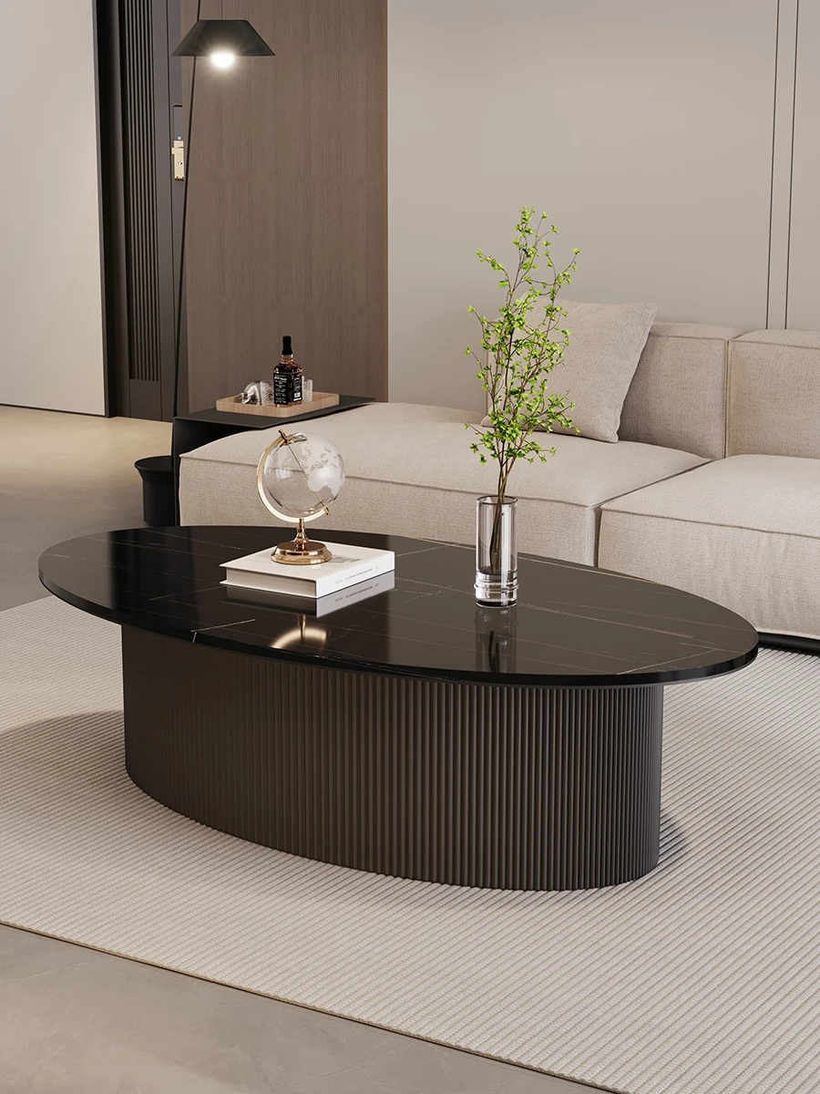 

Living room slate light luxury modern high-end coffee table household oval designer small apartment Italian minimalist tea table