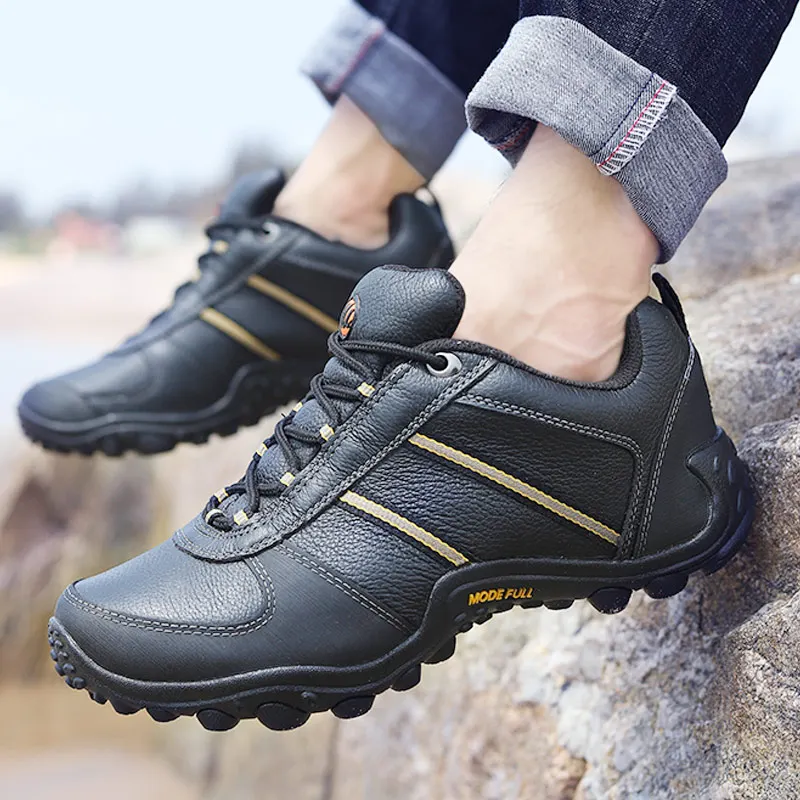 MERRTO Cowhide Hiking Shoes men Hunting Boots Outdoor Waterproof trekking Shoes women Climbing Mountain Walking ankle Sneakers
