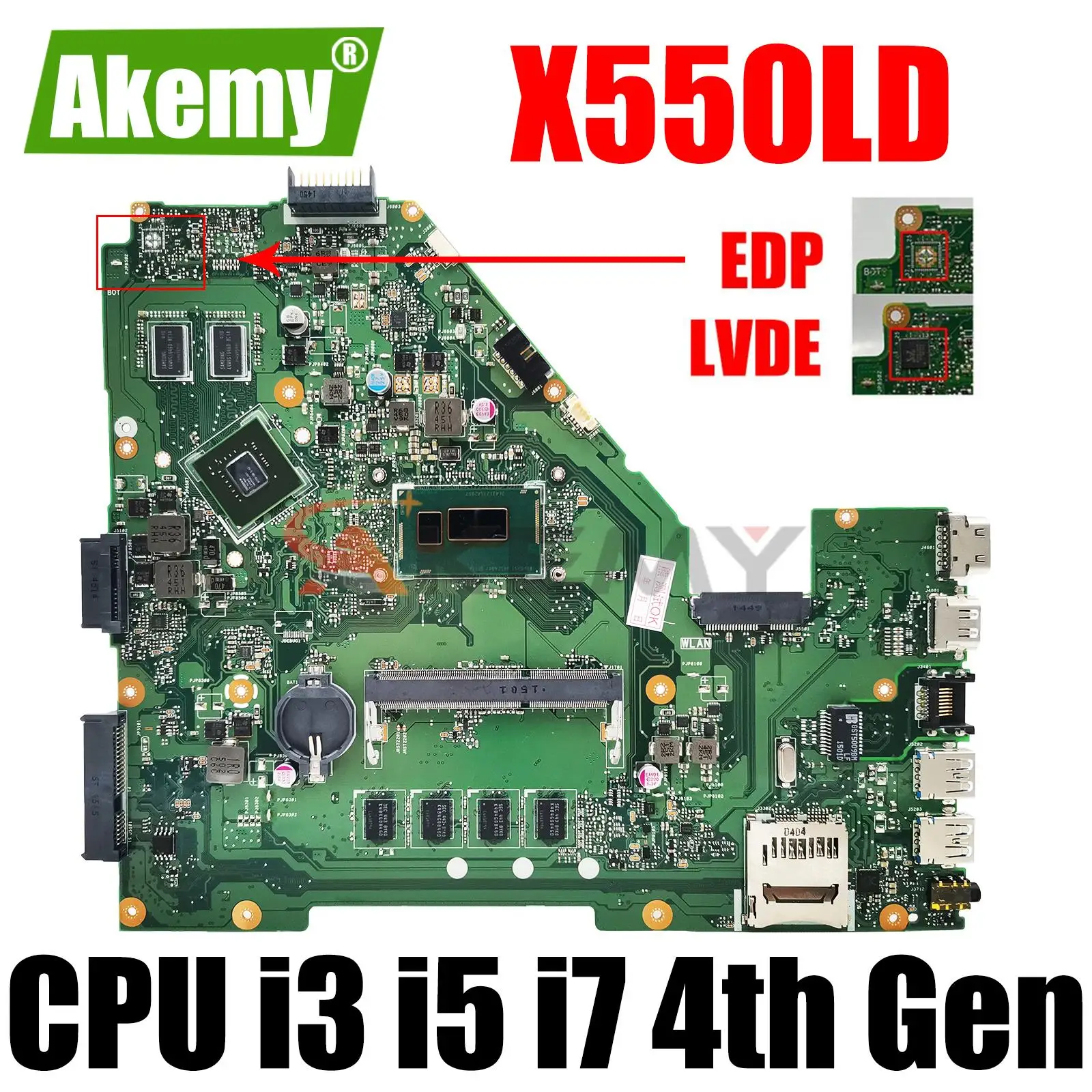 

Akemy X550LD материнская плата для ноутбука For Asus X550L X550LD X550LC X550LN X550LB оригинальная материнская плата 4G-RAM i3 i5 i7 2G видеокарта