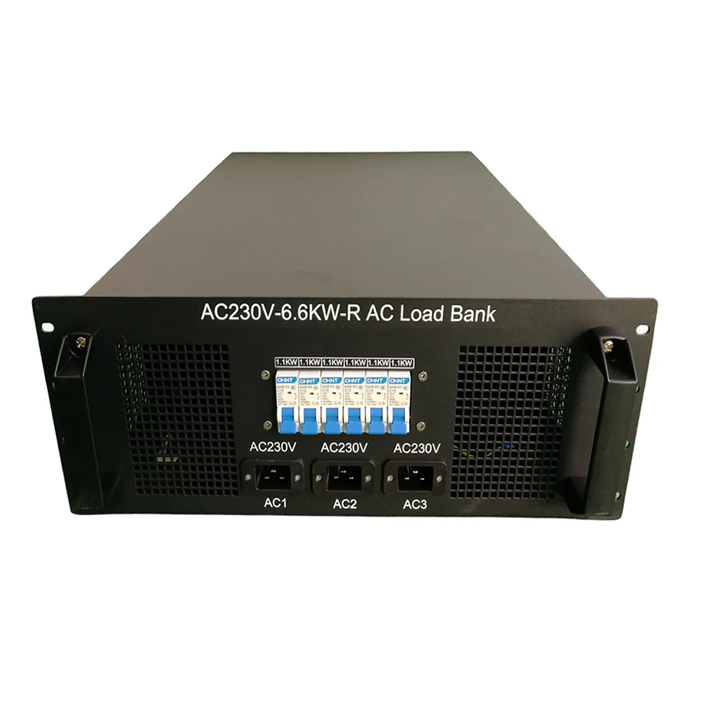 220V 230V Single Phase 6KW C14 Sockets Digital Power Meter Dual Power Feeds Rack Mount Load Bank Fan Cooling for Data Center