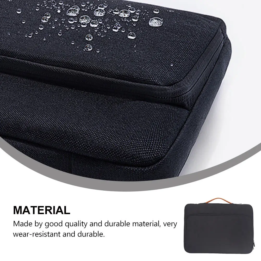 1 قطعة حقيبة كمبيوتر محمول للأعمال مقاوم للماء حقيبة حمل خفيفة الوزن للكمبيوتر المحمول حقيبة مستندات سوداء محمولة باليد