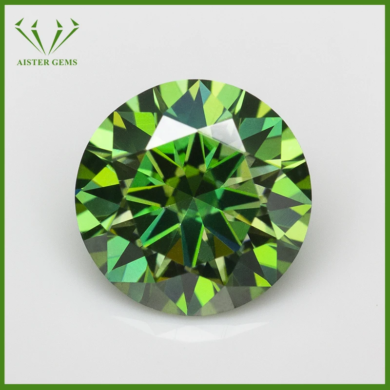 New Vivi Green Color Moissanite Loose Stones VVS1 6.5mm 1.0ct Positive Pass Diamond Tester with GRA Certificate