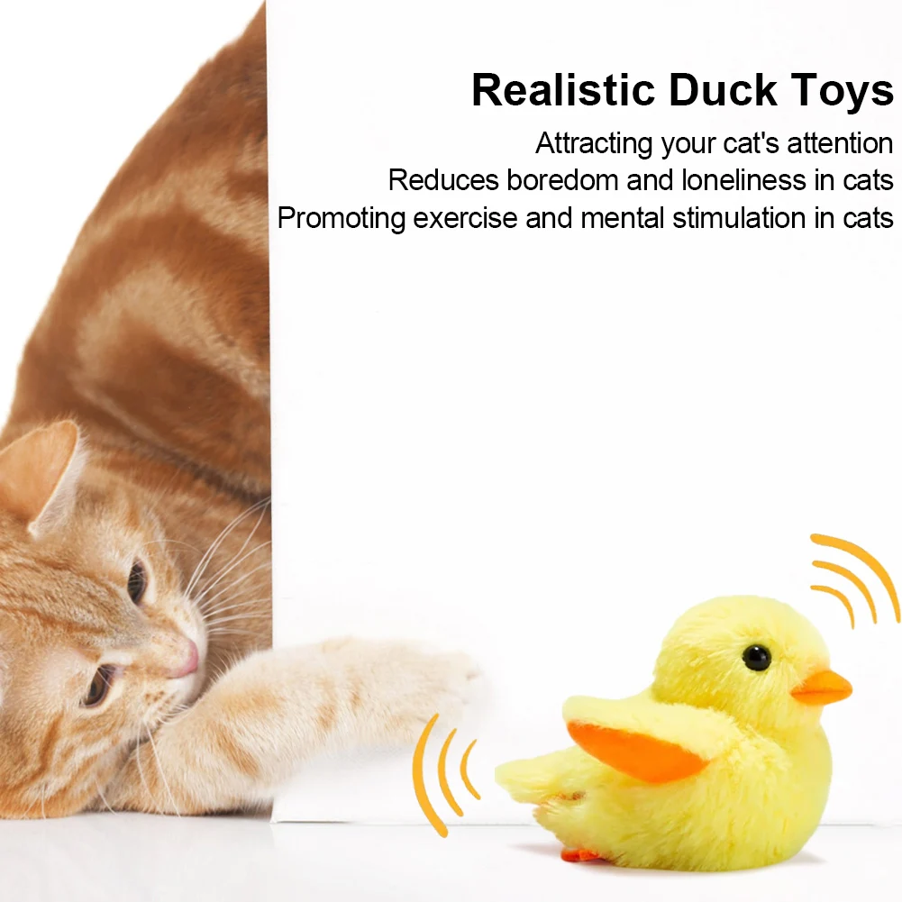 Flapping Wings Duck Cat Toy with Lifelike Quack Chirping Flapping Duck Cat Toy Interactive Kitten Catnip Toy Cat Kicker Toys