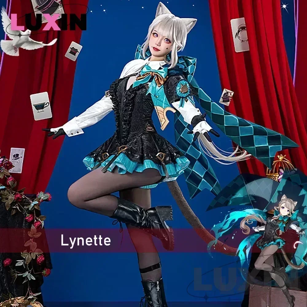 Lynette Cosplay Genshinimpact Lynette disfraz de mago uniforme traje peluca trajes Anime juego disfraces para fiesta de Halloween