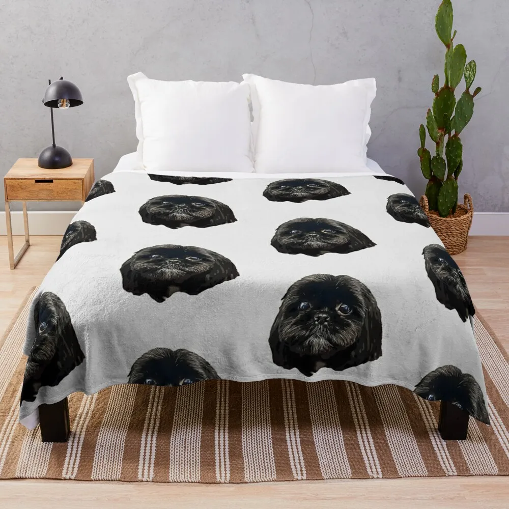 

Shih Tzu Black Puppy Dog Face Throw Blanket bed plaid For Baby Blankets