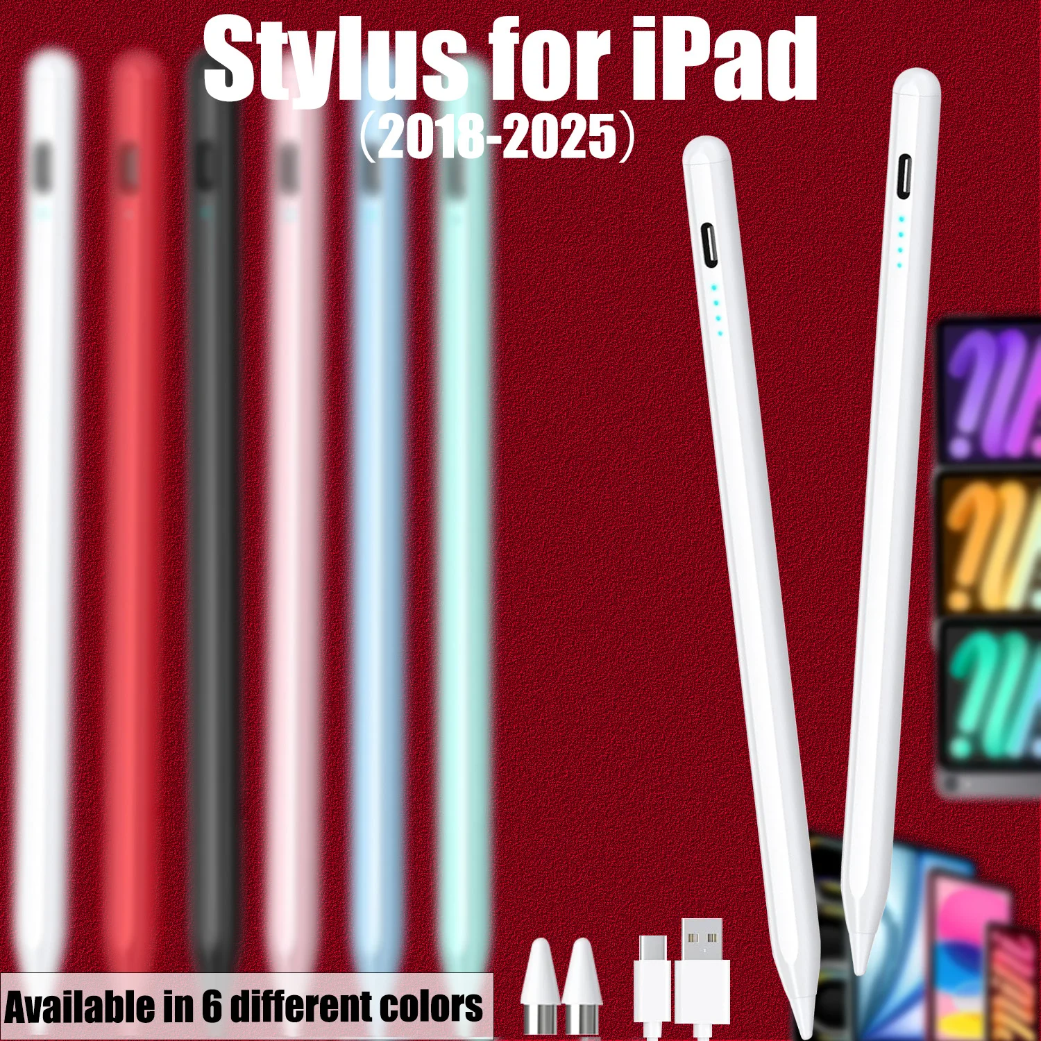 Stylus for iPad 2018-2026, Palm Rejection, Tilt Sensitivity, Long Battery, 2 Extra Nibs