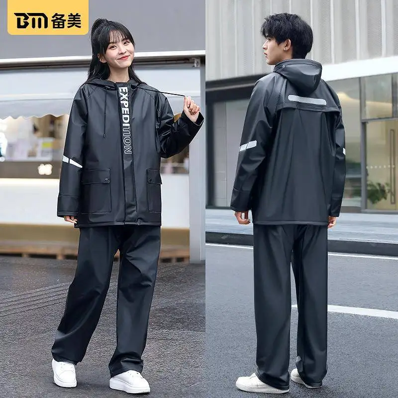 

Portable Separate Style Waterproof Raincoat And Trousers for Motorcycle Riding Adult Breathable Rainwear with Sleeve