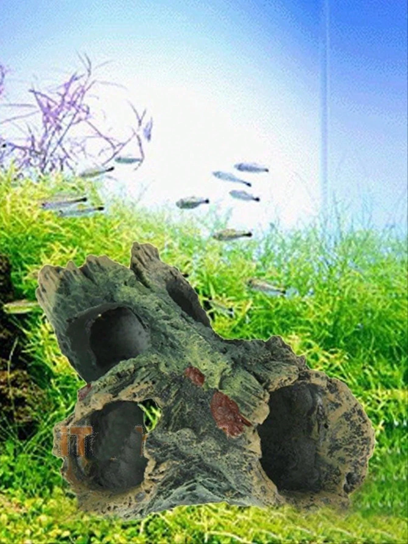 1pc-Aquarium dekorative Baumstämme, Aquarium Holzprodukte mit Löchern und versteckten Höhlen, kleine Harz dekorationen-zufällig