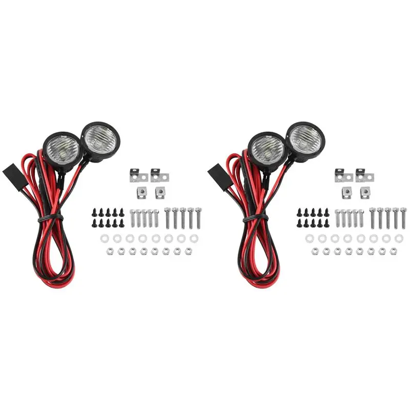 ABUM-4PCS LED Lights Bright Headlights Spotlight For 1/10 RC Crawler Car TRX4 TRX6 Axial SCX10 90046 Wraith RR10 VS4-10