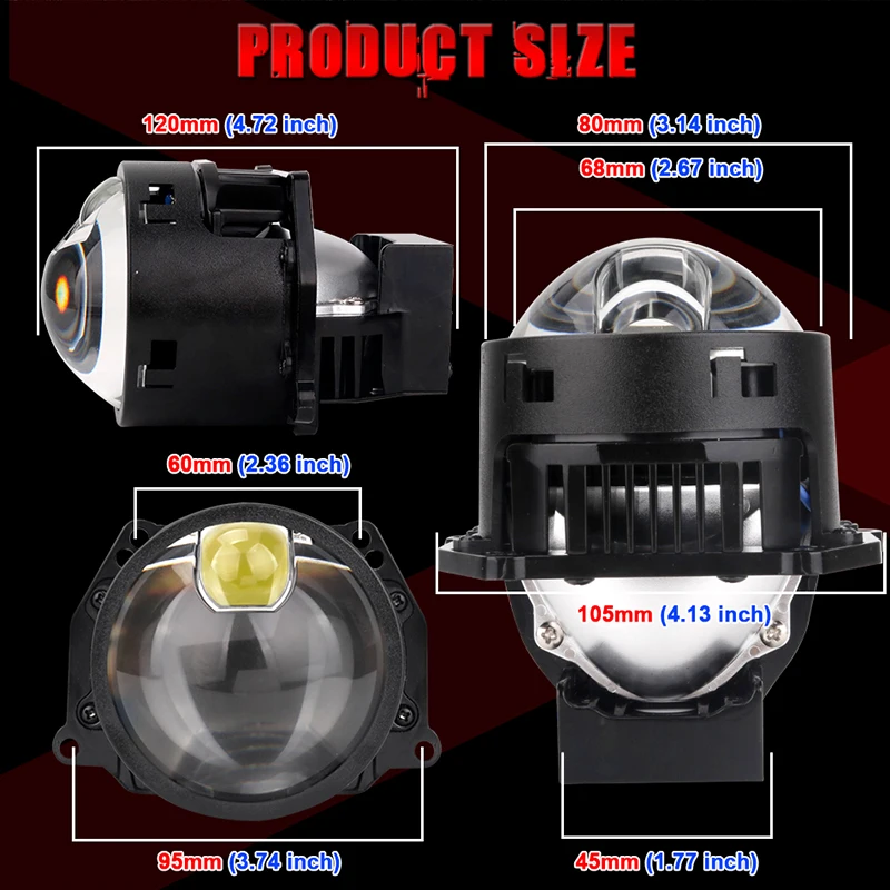 Bullvision 3 Inch Bi LED Projector Headlights Lenses Hella Laser LED Lights 300W 30000LM Headlamp Car Accessories RHD LHD Spot - view 6