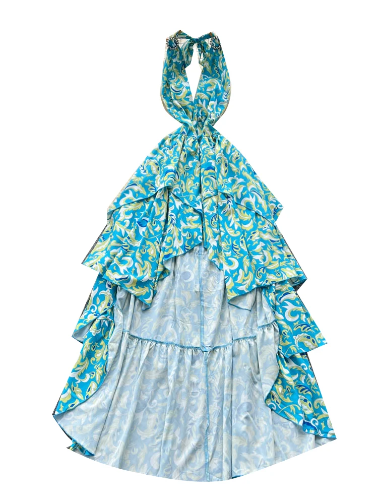 Strand Vaion Sle Blumendruck ter Dr Frauen Sommer Tiefe V Rüschen Pure Wünschenswert ort Rock Koreanische Hohe Taille A-Linie...