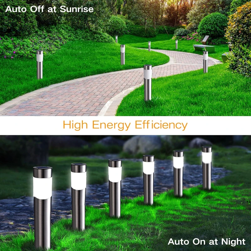 Imagem -03 - Solar Garden Lights Led Impermeável Iluminação da Paisagem para o Pátio Lawn Yard Pathway Lights Exterior Aço Inoxidável