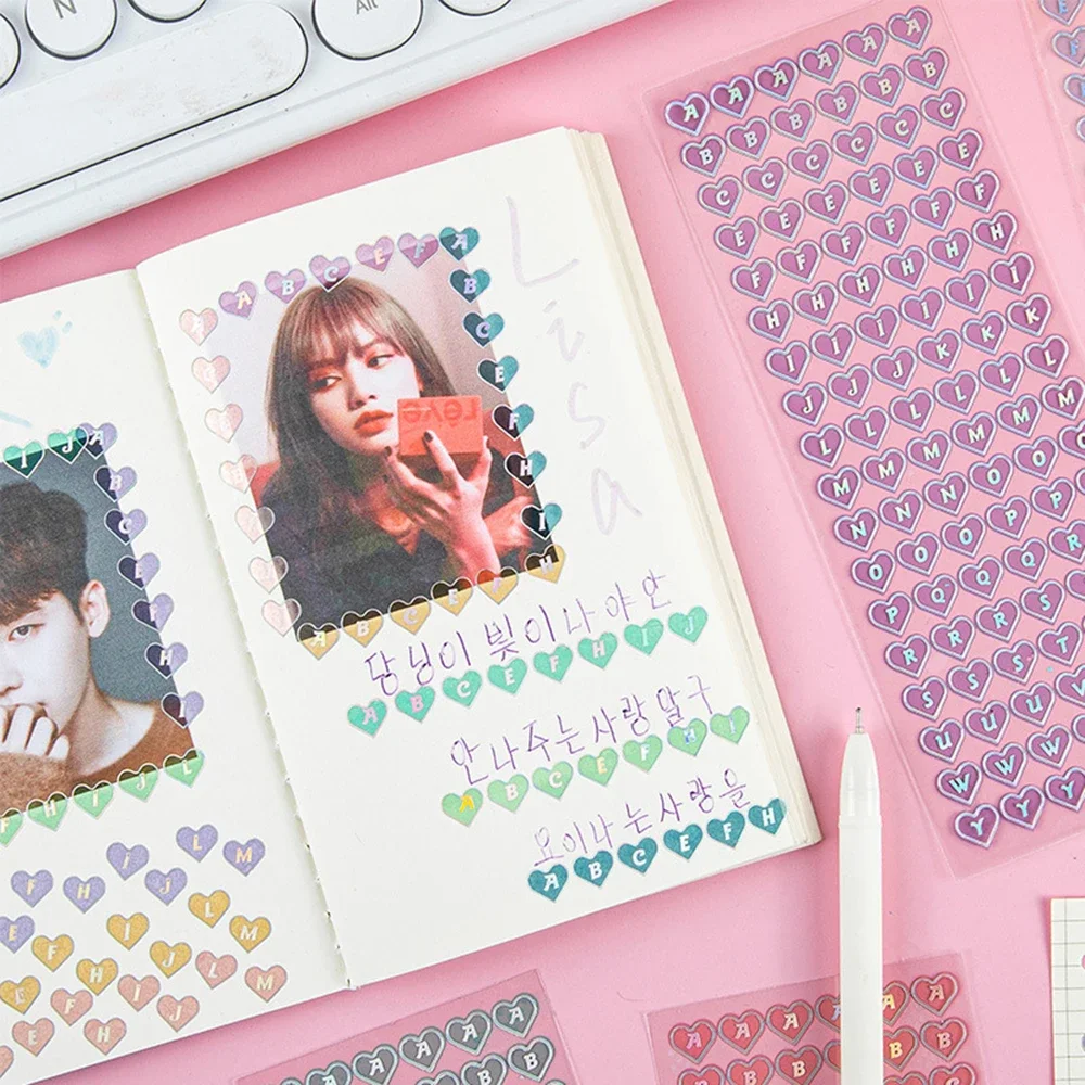 Colorful PVC Love Alphabet Stickers Student Diary Album Handbook DIY Decoration Material Stationery