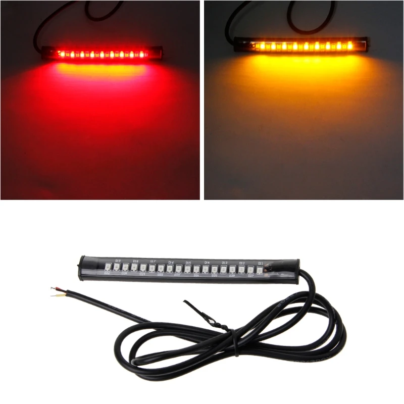 18 LED Motorcycle Rear Decorative Light Strip License Plate Tail Brake Stop Turn Strip Stop Lamp General Fashion