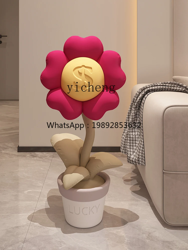 BJ   Smiling Face Rich Flower Floor Ornaments Creative Hallway Living Room TV Cabinet Home Decoration