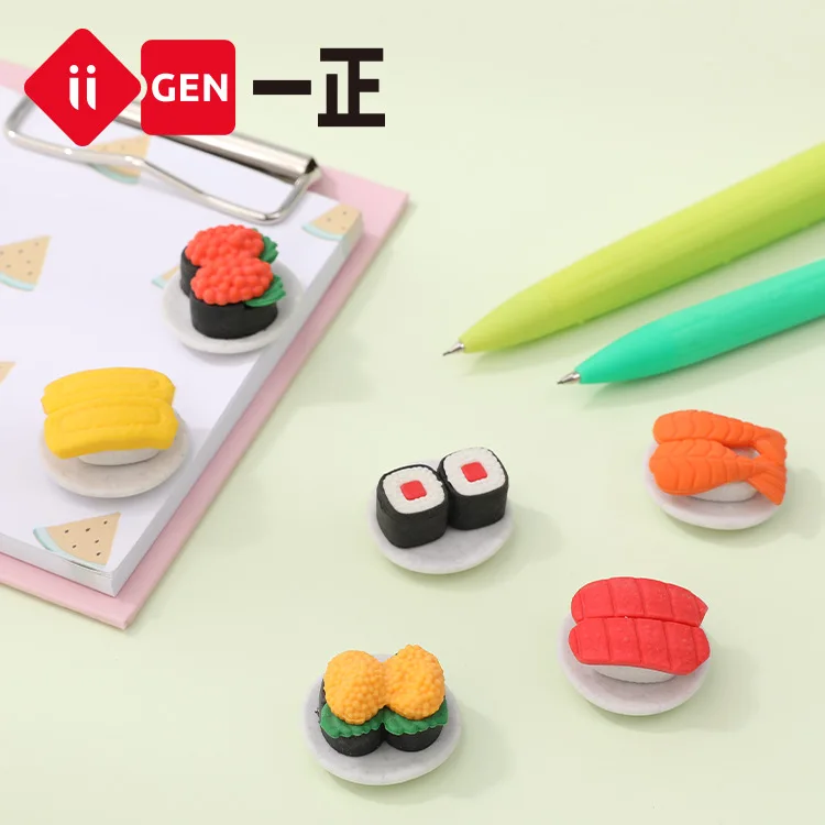 Japanese Sushi Kawaii Creative Rice Ball Children Toy Fresh Sushi Pencil Eraser Cute Kids Dish Rubber Mini Rub Stationery School