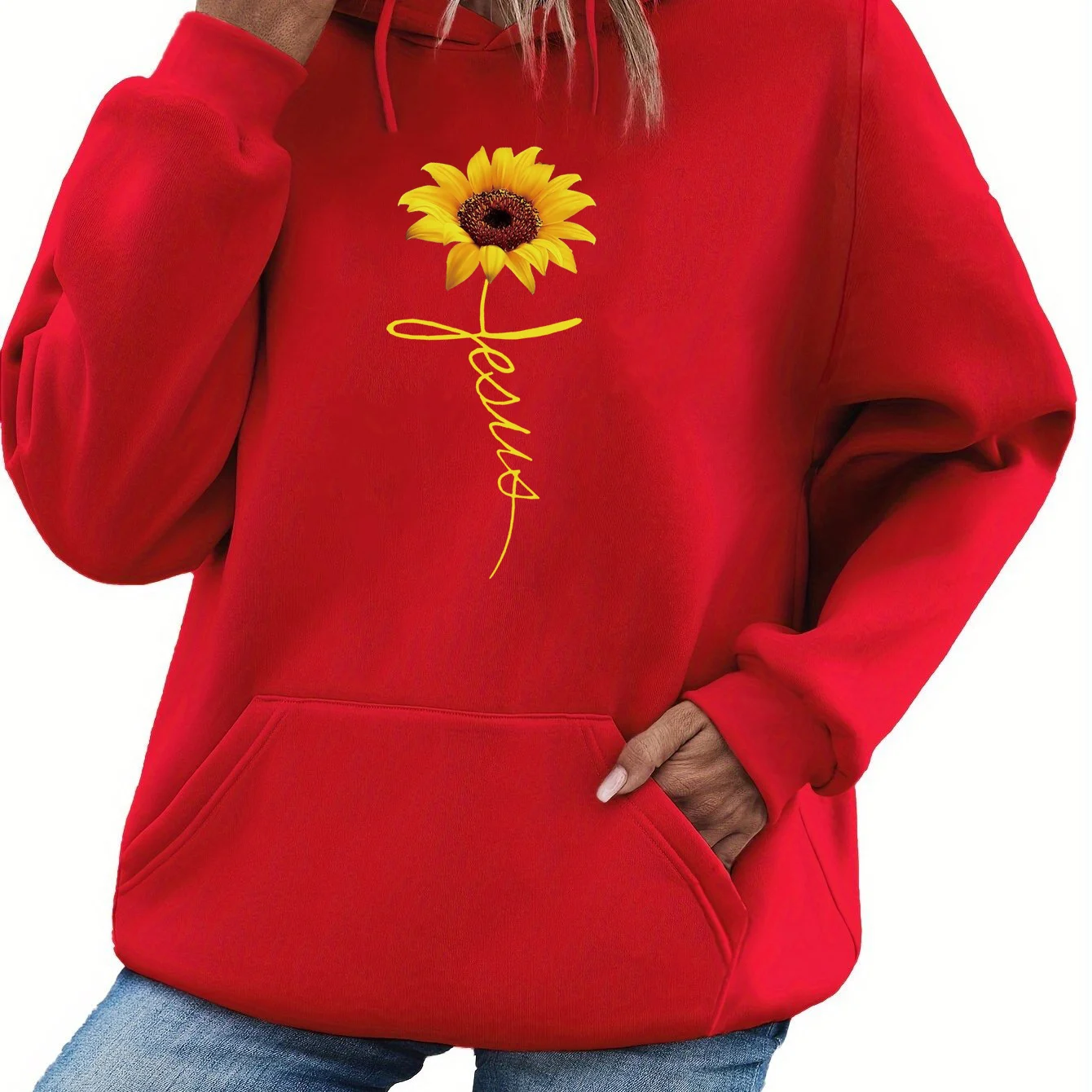 سترة نسائية للخريف والشتاء دافئة وفضفاضة كاجوال بنمط برشلونة مطبوعة من جلد الغزال بأكمام طويلة وغطاء للرأس #2