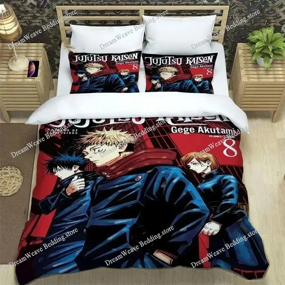 

Jujutsu Kaisen Luxury Bedding Set Japan Anime Cartoon Duvet Cover Set Comforter Bedspread Twin Single Size Printed Home Textile