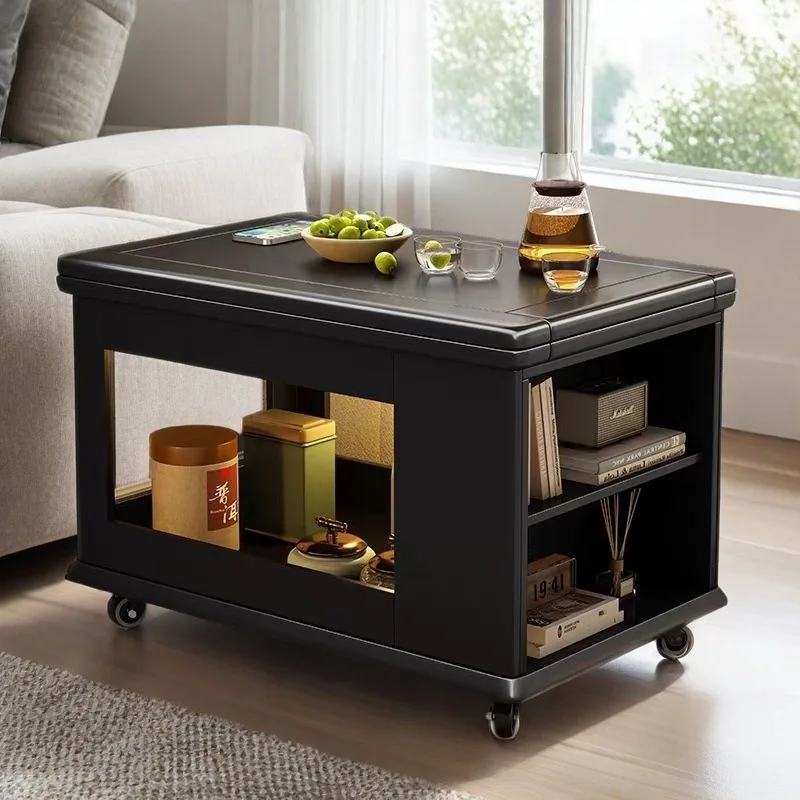 

Solid wood trolley side sofa coffee table foldable multi-functional tea table small apartment living room balcony tea tab