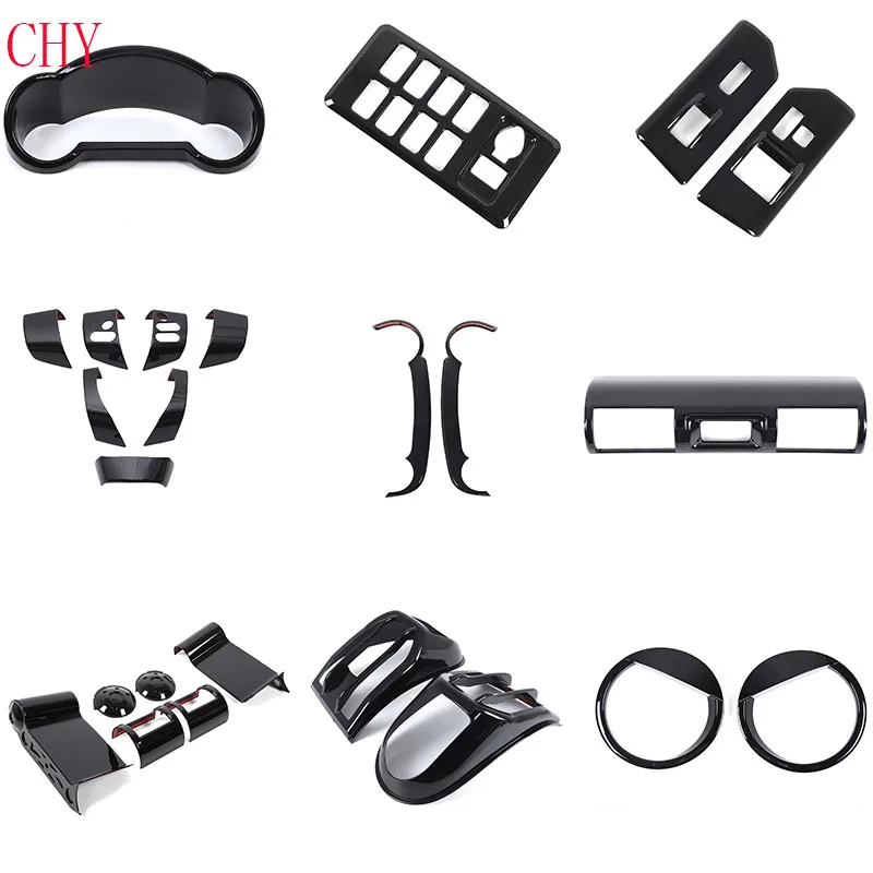 

ABS Glossy Black Car Decoration Kit For Toyota FJ Cruiser 2007-2021 Car Door handle steering wheel Air Outlet Cover Trim sticker