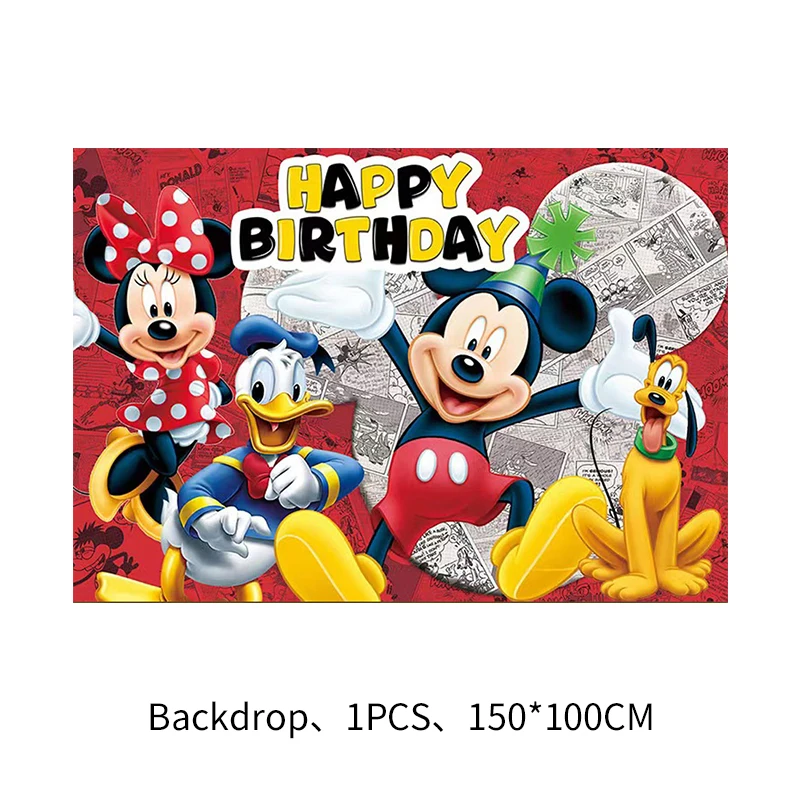 Mickey Mouse Birthday Party Decorations Tableware Set Plates Cups Bag Straws Card Balloon DIYSticker Backdrop Party Supplies