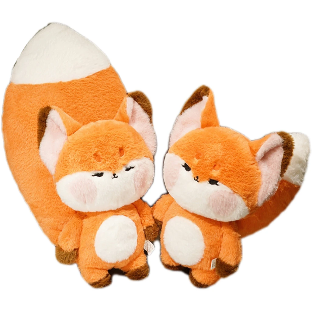 

60CM Cute Angry Little Fox Plush Toy Frowning Expression Oversized Tail Cute Funny Doll Children's Christmas Birthday Gift