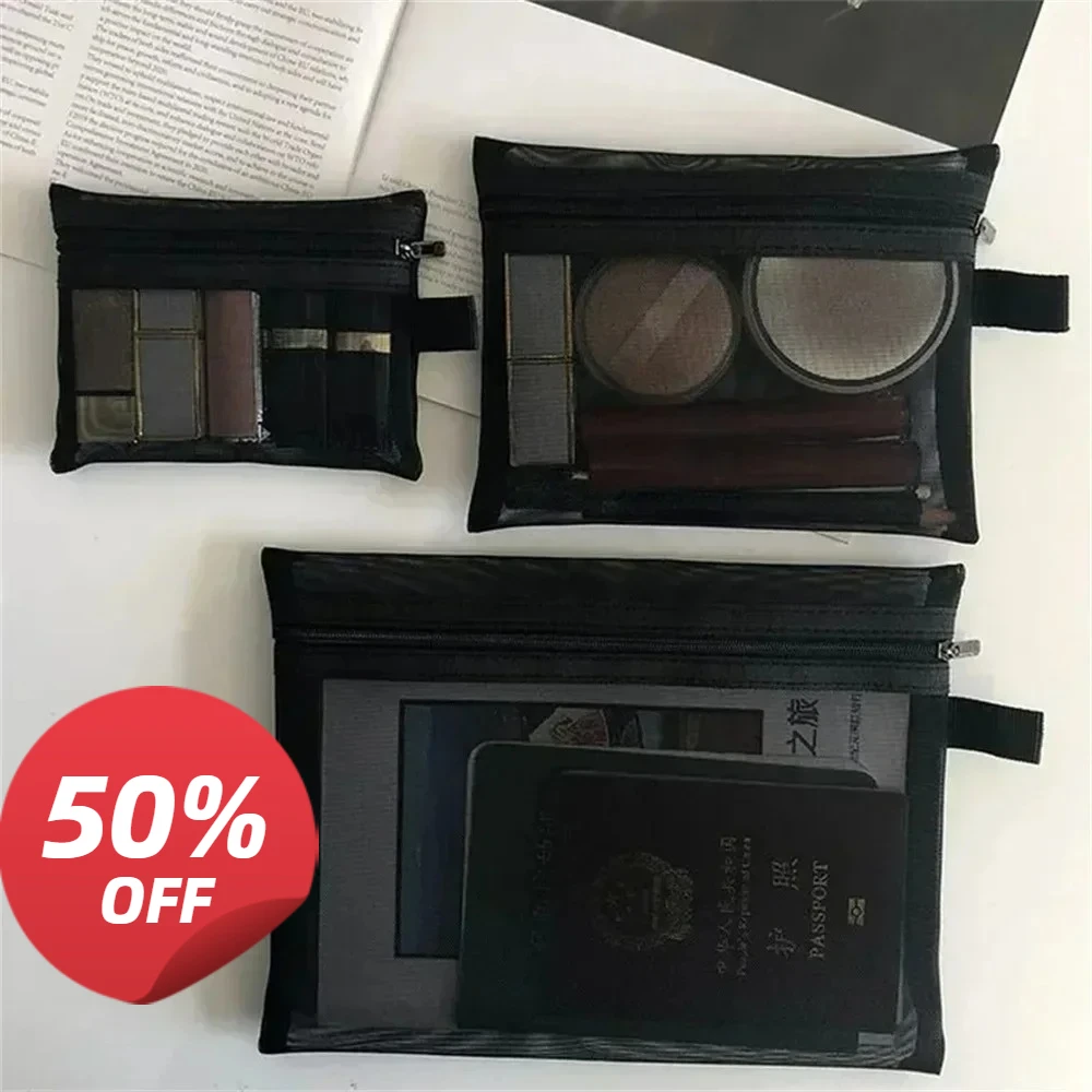 المرأة شبكة حقيبة مستحضرات التجميل السفر تخزين حقيبة مستحضرات تجميل المنظم الإناث يشكلون الحقيبة المحمولة صغيرة كبيرة أدوات الزينة الجمال #1