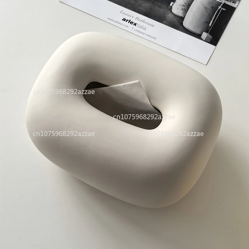 

ins cream wind ceramic tissue box household living room coffee table personalized high value pumping carton decoration