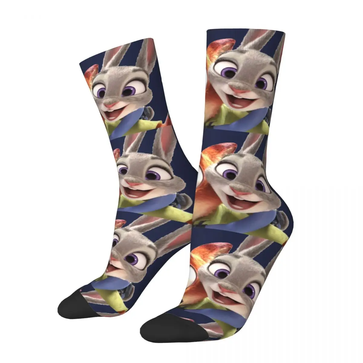 Retro Judy And Nick Men's compression Socks Unisex Disney Zootropolis Film Harajuku Seamless Printed Novelty Crew Sock