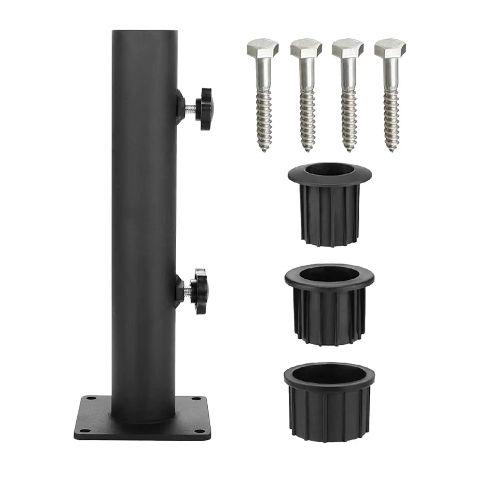 Deck Umbrella Stand Thicked Iron Rustproof Hand Knob Adjustable Patio Umbrella Stand Mount for Yard Garden Outside Outdoor