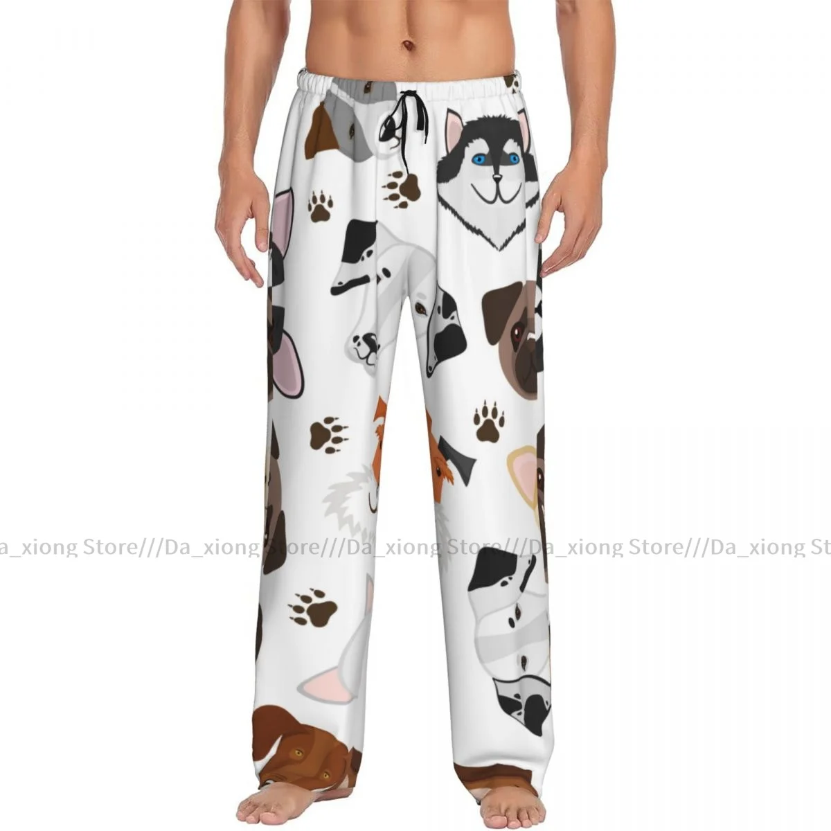 Cute Puppy Dog Mens Pajamas Pyjamas Pants Lounge Pants Sleep Bottoms