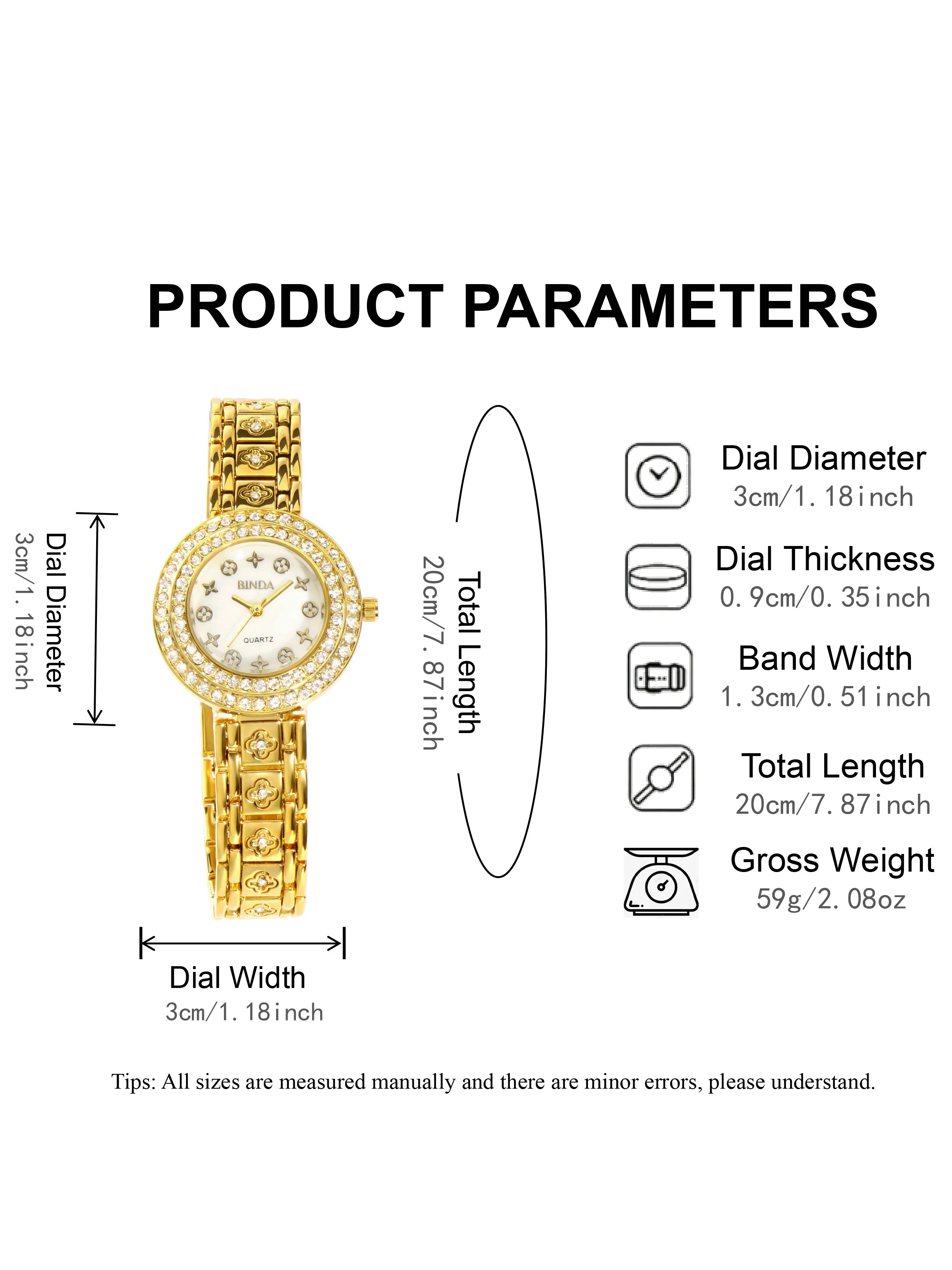 ساعة BINDA للسيدات بسوار كوارتز ذهبي، حزام مطلي بالذهب، قرص للعملات المعدنية، ساعة هدية أنيقة مع صندوق هدايا جميل