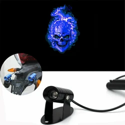 1pc Blue Flaming Skull Symbol LED Motorcycle Rear Welcome Projector Ghost Shadow Light