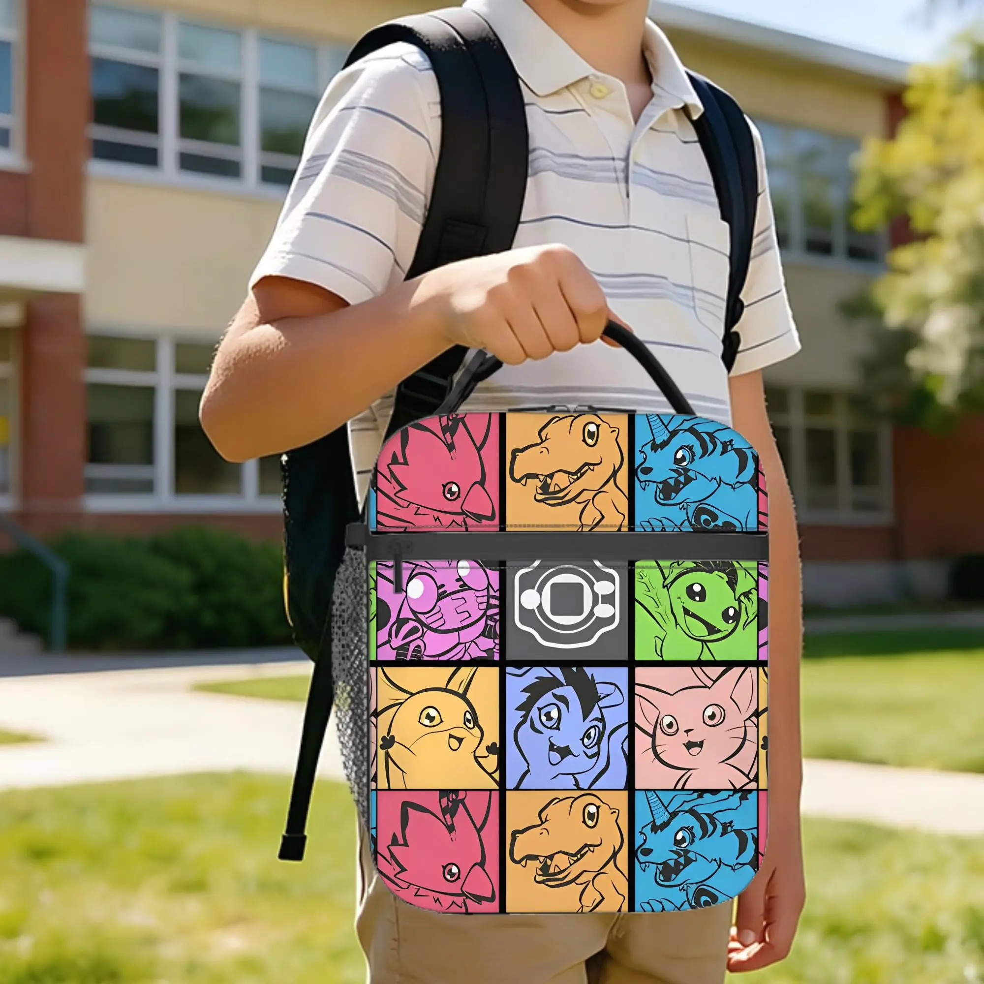 Digimon Monster Novelty Insulated Lunch Bags Digital Monsters Anime Lunch Container Cooler Bag Lunch Box Tote Food Storage Bags
