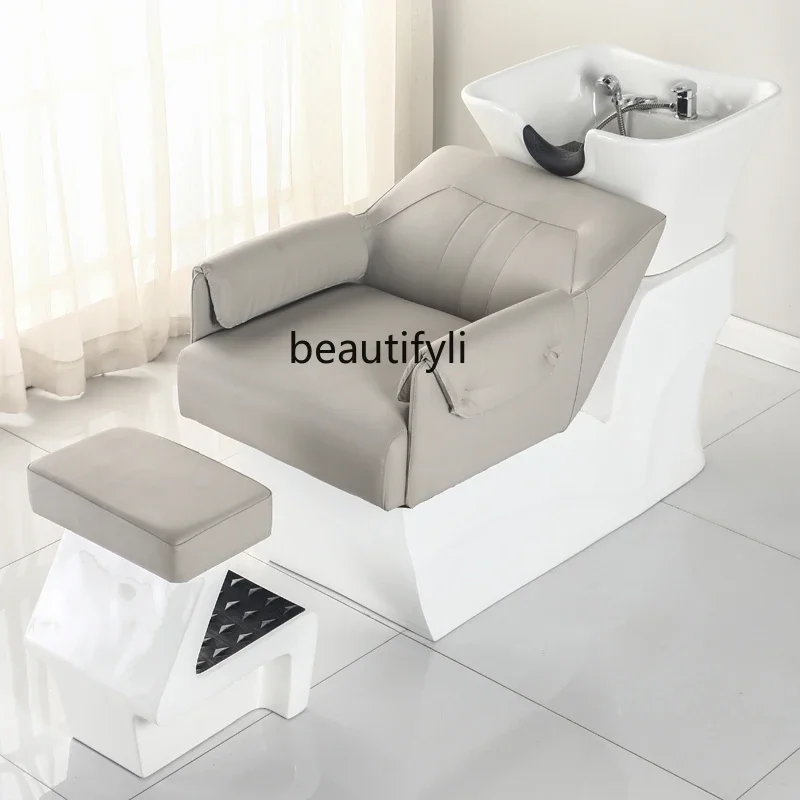 

Barber Shop for Hair Salon Shampoo Chair FRP Stainless Steel Ceramic Basin Shampoo Chair