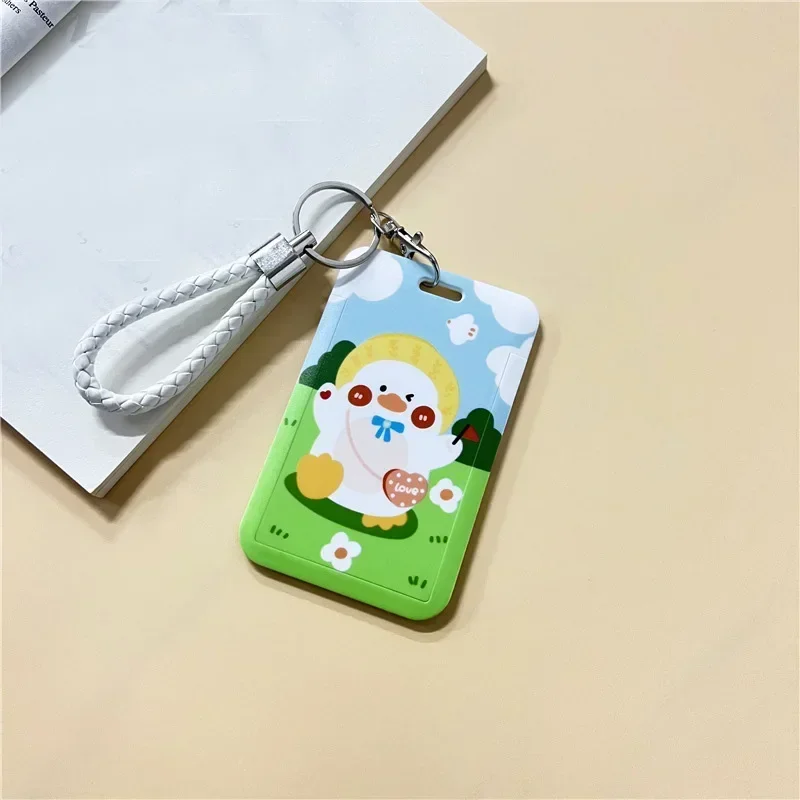 1Pc Einfarbig Student Bus ID Karte Schutzhülle Schlüsselring Schule Zugang Tür Karte Kreditkarte Halter Tasche Set schlüssel Kette